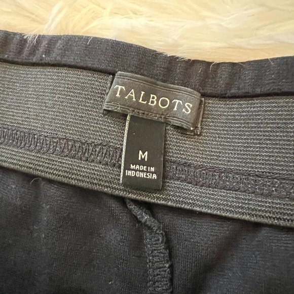 TAlbots Pants Women Medium Black Pull On Zip Legs Elastic Waist Stretch 13273 - Picture 2 of 11